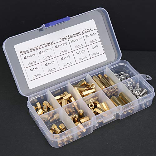 Standoff Screw Nuts Set, 120 Boxed M4 Brass Screws Nuts, Hexagonal Copper Column Combination, Corrosion Resistant