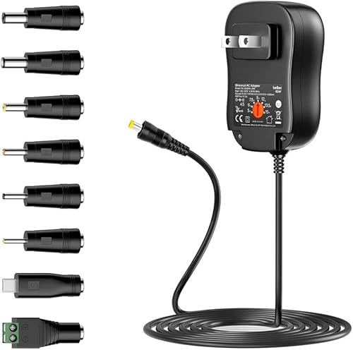 Belker Adaptador universal de fuente de alimentación de corriente alterna de 45 W, 5 V, 7.5 V, 9 V, 12 V, 13.5 V, 15 V, para electrónica del hogar,