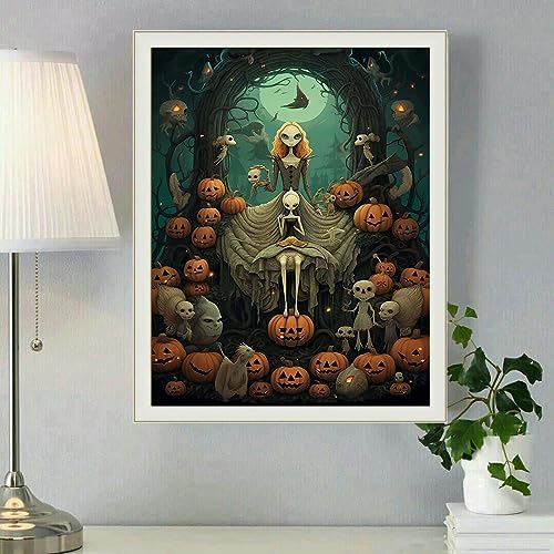 KTHOFCY 5D DIY Diamond Painting Kits for Adults Kids, Halloween Full Drill Embroidery Cross Stitch Crystal Rhinestone Paintings Pictures Arts Wall Decor Painting Dots Kits 15.7X11.8 in