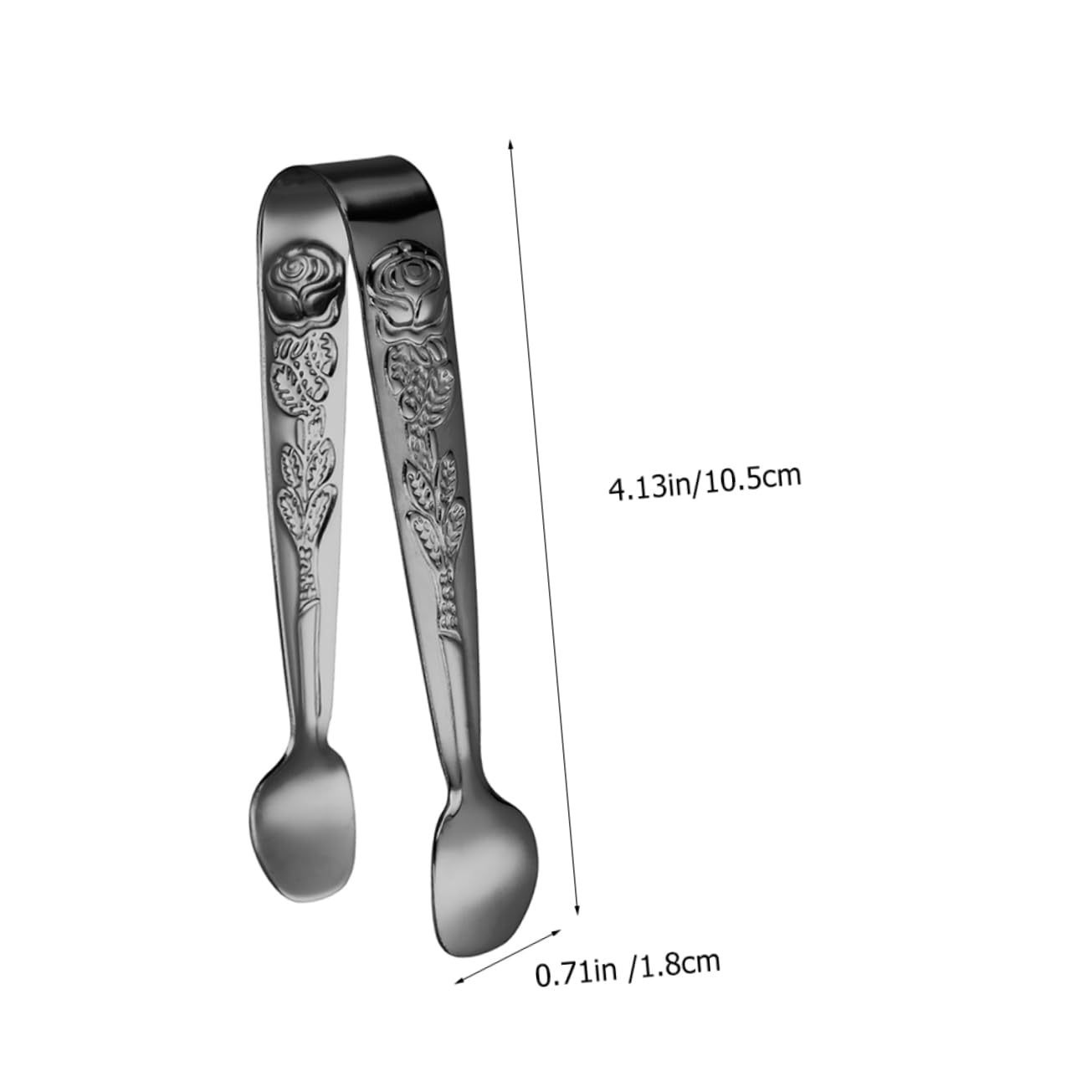 PRETYZOOM 304 Stainless Steel Rose Pattern Small Clip 2 Pcs Sugar Cube Tongs Tea Candy Cube Mini Black Tongs