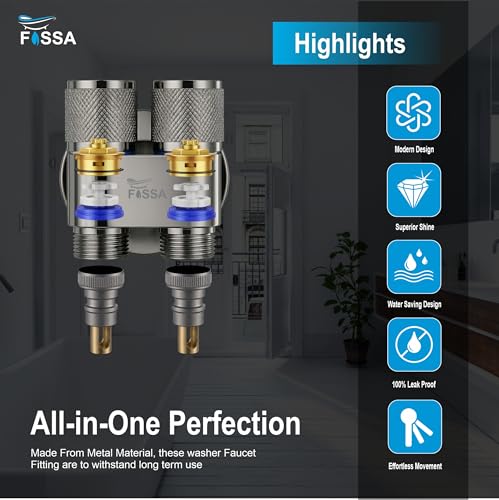 Image of Fossa 1-Year Warrant Galaxy 2 - Way Stainless Steel Laundry Washing Machine Faucet | Outdoor Water Spigot with Handle | Multi-Use Hose Connector Tap | Angle Valve Grey Matte Finish (with Nozzle)