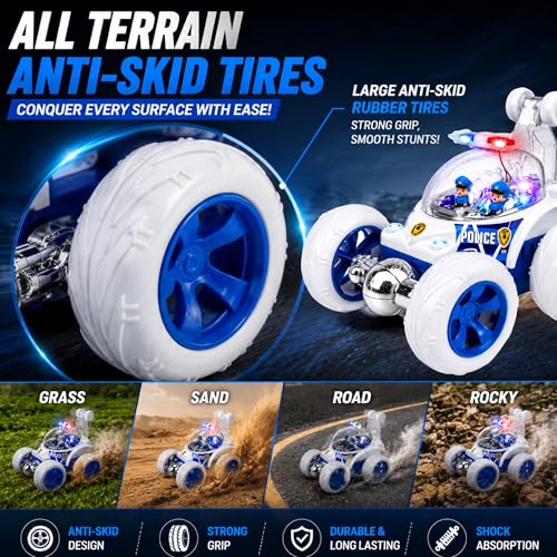 Image of SMART BOY Remote Control Car for Kids Boys Girls, RC 4WD (360 Police Stunt CAR with Smoke)
