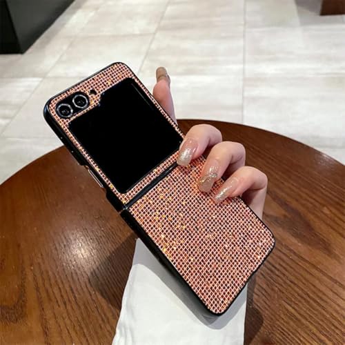 Étui rigide Flip6 orange à paillettes en polycarbonate pour smartphone