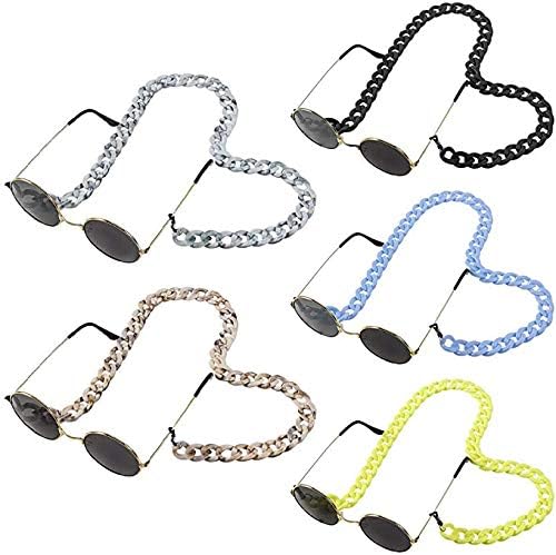 Opopark 5 Pezzi Catene per Occhiali da Vista in Acrilico Retro, Catena per Occhiali  da Sole Cordino per Occhiali con Anelli in Silicone Antiscivolo Porta  Mascherina Moda Occhiali Cinturino per Donna :