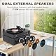 Udreamer Plattenspieler mit 2 Dual-Stereo-Lautsprechern, Vintage Plattenspieler Bluetooth 5.3 unterstützt 3 Geschwindigkeiten, AUX-In, Cinch-Line, USB, kabellose Wiedergabe, Schwarz