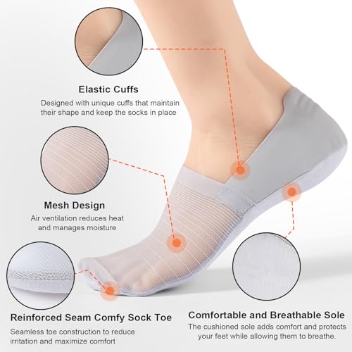 Ice Silk Invisible Breathable Anti-slip Socks, No Show Socks Womens and Men for Flats, Ultra Low Cut Non Slip Flat Boat Liner (US, Alpha, One Size, Regular, Regular, 5 Pairs-A)2