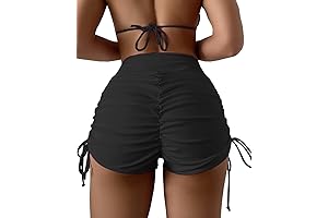 High Waisted Boy Shorts Swimsuit Bottoms with Liner for Women