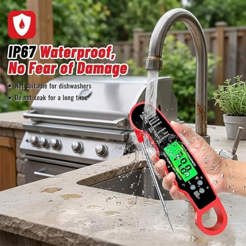 Digital Instant Read Meat Thermometer, Waterproof Food Thermometer with Backlight for Cooking, Grilling, BBQ, Air Fryer & Kitchen for Fathers Day Gift Ideas for Birthday Dad Men Him Husband