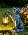 YODY Garden Statues Outdoor Garden Decor: Dog Statue with Solar Lantern for Yard Art Lawn Ornaments Porch Patio Balcony Home House - Birthday Gifts for Grandma Mom Women