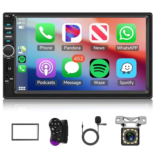 Hodozzy Autoradio 2 Din avec CarPlay et Android Auto, Poste Radio Voiture 7 Pouces Double Din Écran Bluetooth Radio MP5 Voiture avec Lien...
