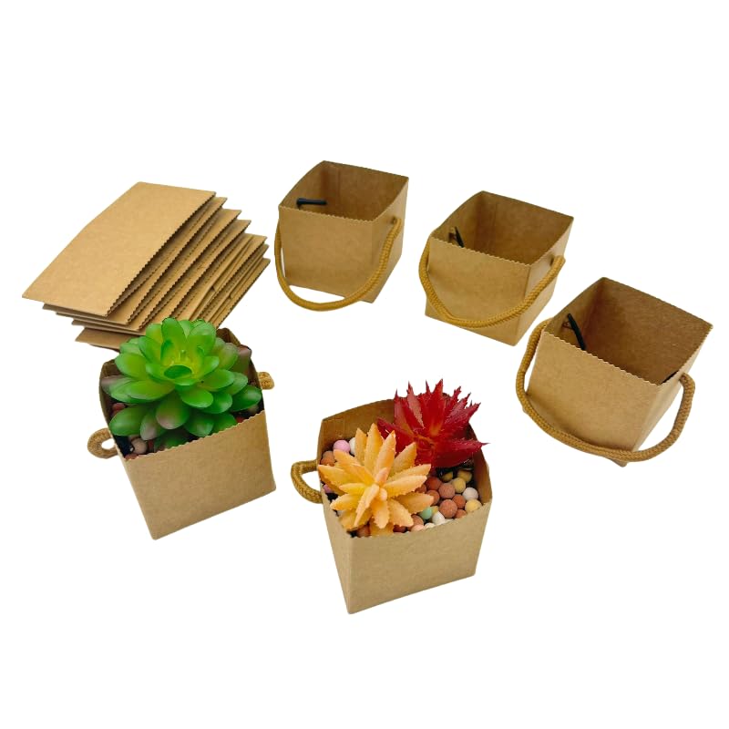 Urier 40 envoltorios para suculentas para macetas, caja de regalo para suculentas de 2.5 x 2.5 pulgadas, caja de suculentas, regalos de fiesta suculentas, bolsas de regalo con asas, utilizadas para