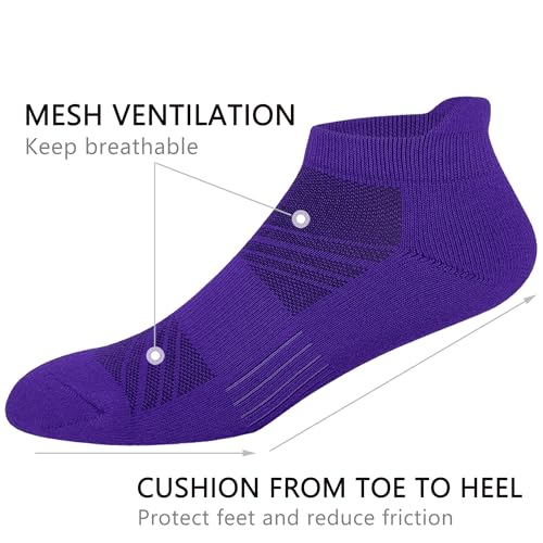 Image of Women's & Men's Breathable Athletic Running Low Cut Socks Cotton Cushioned Ankle Tab Socks, 5 Pairs
