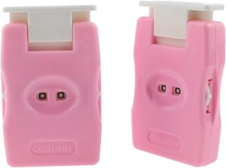-2set Knitting Counter Mini Crochet Counter Knitted Manual Finger Counter Plastic Knitting Marking Tool (Pink)