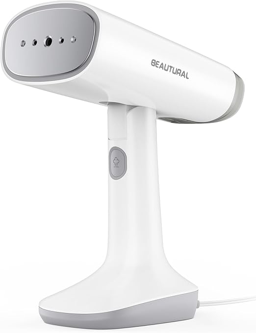 BEAUTURAL Travel Steamer for Clothes with Dual Voltage for Worldwide Use, Foldable Handheld Garment Fabric Wrinkle Remover, Portable Steam Iron, 35 Second Fast Heat-up, 1.9 Pounds