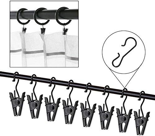 30 Pack Small Heavy-Duty Hook Clip Set Metal Curtain Hangers Clips for Clip Photo Home Decoration Art Craft Display - Black