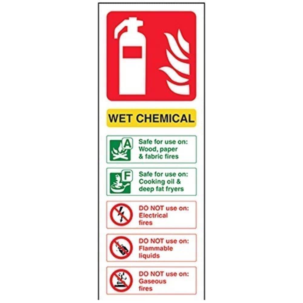 V Safety Wet Chemical Id Fire Extinguisher Sign - 100mm x 280mm - Self Adhesive Vinyl