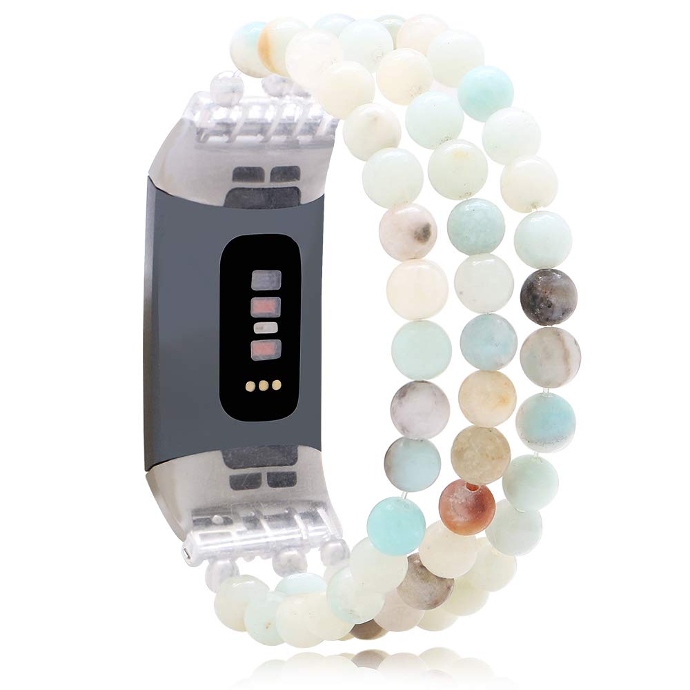 C&L Accessories Dressy Gemstone Wristband Compatible with Fitbit Charge 3 Charge 4 Bands