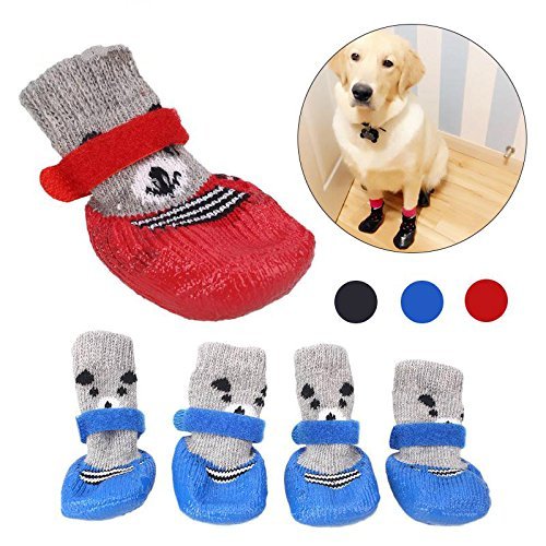 Dog Cat Boots Shoes Socks With Adjustable Waterproof Breathable And Anti-Slip Sole All Weather Protect Paws(Only For Tiny Dog) (S, Black) #TOP7