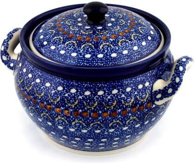 Polmedia Polish Pottery Tureen - Blue Horizons Pattern Handmade in Boleslawiec Poland by Ceramika Artystyczna + Certificate of Authenticity