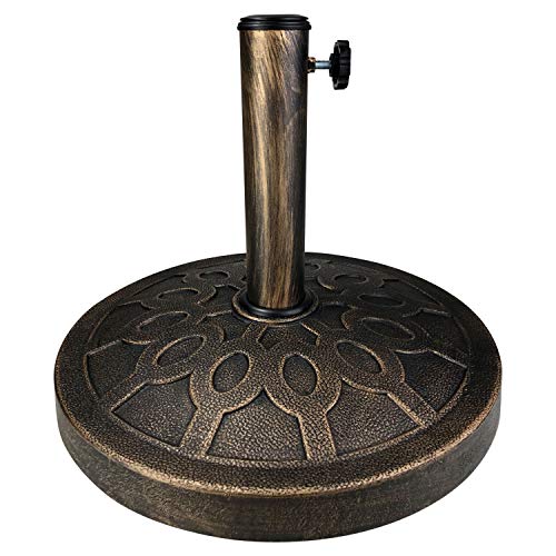 ALLADINBOX 18\" 26.5-lbs Outdoor Living Heavy Duty Round Antiqued Patio Umbrella Base,Bronze