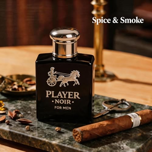 Image of AFLUXE Player Noir Eau de Parfum for Men, Fresh Fruity Woody Cologne with Lavender & Cedarwood Notes, Long Lasting Masculine Fragrance, 3.4 Fl Oz (100ml)