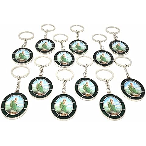 Arimex Religious Keychain church party favors 12 pcs. Assorted keychains for Fiestas Birthday Parties novelty gifts. llaveros (Saint Jude/San Judas 3) Cover
