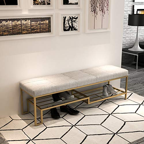 Banc à chaussures en fer 80x40x45 cm meuble d'entrée noir - 2