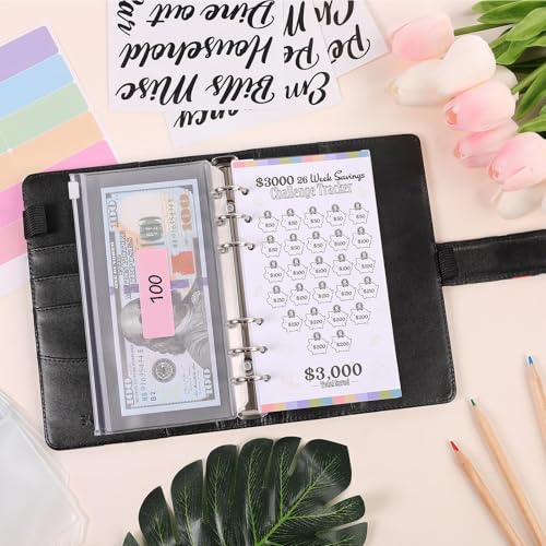 Image of SKYDUE Budget Binder With Cash Envelopes, Money Saving System, Expense Sheets, Challenge Trackers, and Category Labels - Combo Book for Saving Money