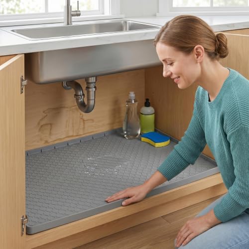 Alfombrilla para debajo del fregadero que evita humedades con su borde elevado impermeable 5