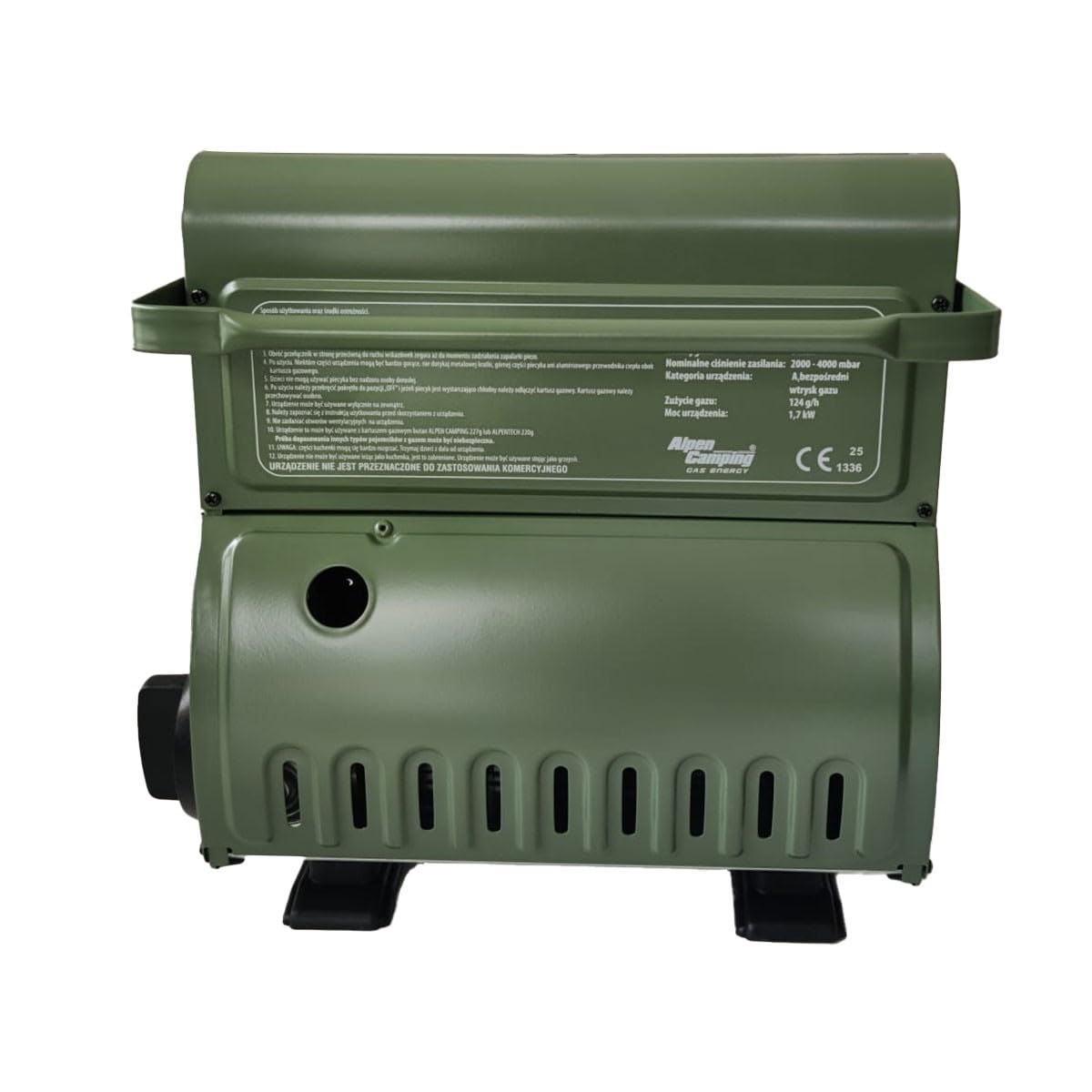 Alpen Camping - Calefactor de gas portátil 1700W Cerámico Calefacción de gas móvil Seguridad termopar ODS Ideal para interior y exterior
