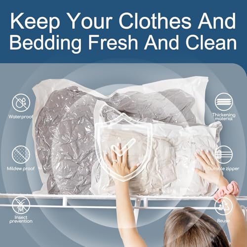 Image of LUXJET 20 Combo Vacuum Bags for Clothes Storage, Vacuum Sealed Bags for Clothing, Bedding, Blankets and Comforters, Space Saver for Luggage Packing and Moving (20 PACK COMBO)