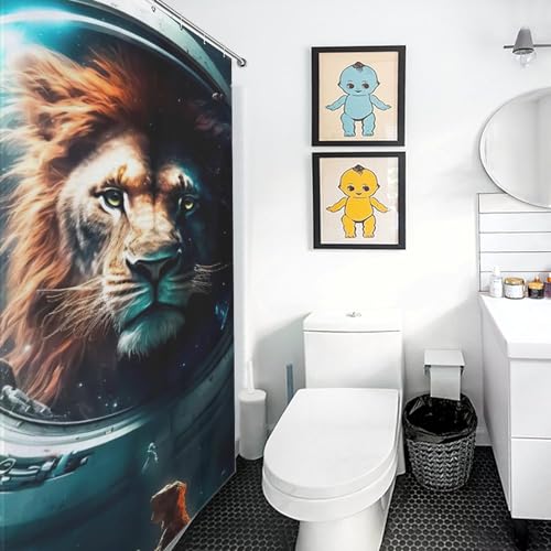 Rideau de douche lion en tissu polyester imperméable lavable 152x183cm - 3