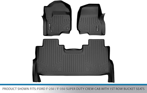 Miniatura 5 de MAXFLOORMAT tapetes de piso para Ford F-250 / F-350 (2017) SuperCrew Cab para asiento trasero y delantero (juego para 2 filas) (Negro)
