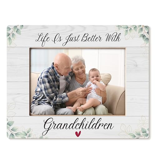 Grandparents Picture Frames 5x7, Grandchildren Photo Frame, Life Is Just Better with Grandkids Frame, New Grandparent Gifts, Gifts for Grandparents,Grandma Grandpa Gift
