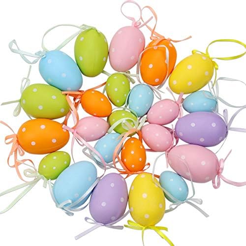 PIXHOTUL Uova da appendere pasquali – Uova di Pasqua in plastica colorata, decorazione per la casa e la festa di Pasqua
