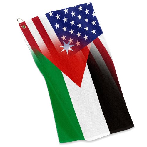 ExpressItBest Golf/Sports Towel - Flag of Jordan & USA - Jordanian