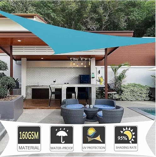 Voile d'ombrage triangle imperméable bleu 2m protection UV terrasse