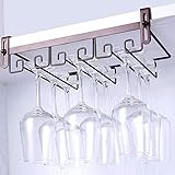 MAJOZ Soporte para Copas de Vino, Portacopas con 3 Filas, Accesorio para armarios cuelgacopas,Soporte de Metal para Colgar Copas en la Cocina, Bar o Restaurante, 34 x 22 x 5,5cm (Bronce)