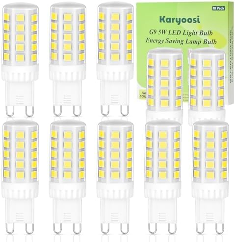 OUGEER 10er Pack G9 LED Lampen – 5W, 500LM, Kaltweiß 6000K, Flackerfrei, Ersetzt 50W Halogen