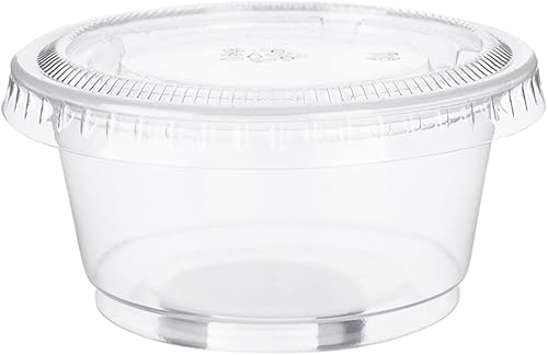 Miniatura 5 de 500 juegos  2 onzas Vasos desechables de plástico para souffléporciones con tapas a granel perfecto para vasos de chupito, condimentos, aderezos,