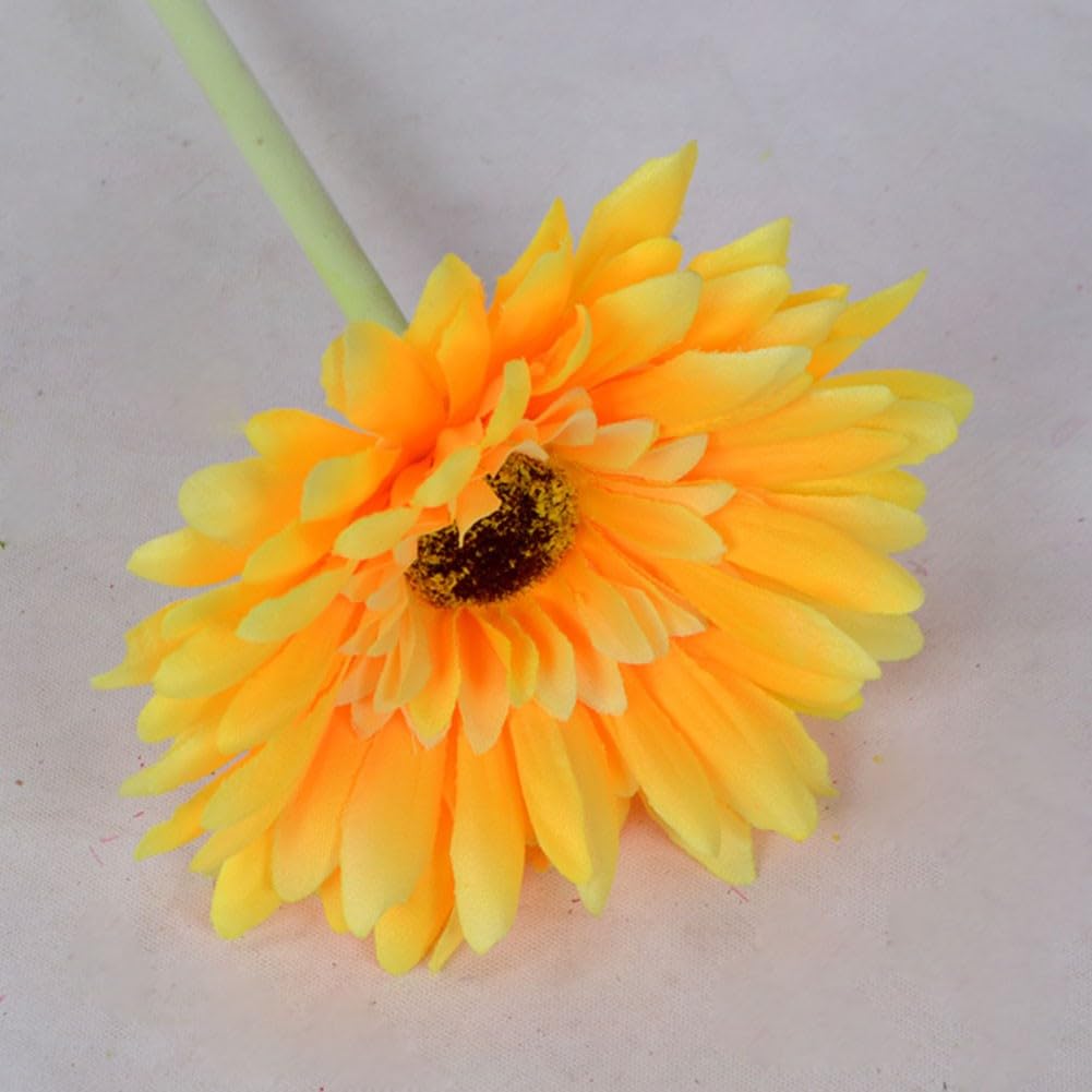 ZYWUOY Artificial Chrysanthemum Balls, Fake Silk Cosmos Flower Home Decoration Flower Heads Wedding Bouquets Floral Arrangement(yellow)