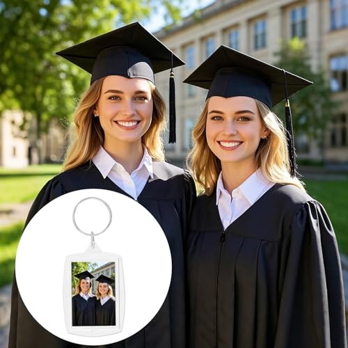 Image of hoyuwak 2.16x1.8 Inch Acrylic Photo Keychains - Clear Blank Picture Frame Keyrings for Custom Photos & Gifts