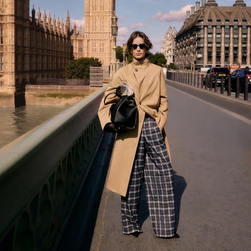 Fall Coats for Women 2025 Cotton Women's Trench Coats Long Unisex T-Shape Silhouette Convertible Collar Khaki Coat2