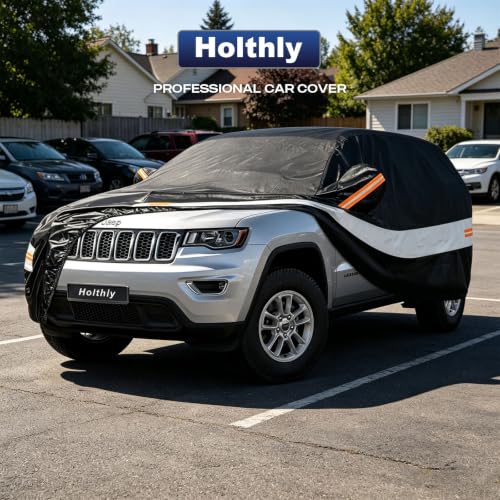 Image of 10 Layers SUV Car Cover Custom Fit for Jeep Grand Cherokee (2010-2026) Waterproof All Weather for Automobiles, Outdoor Full Cover Sun UV Rain Protection with Cotton.Black