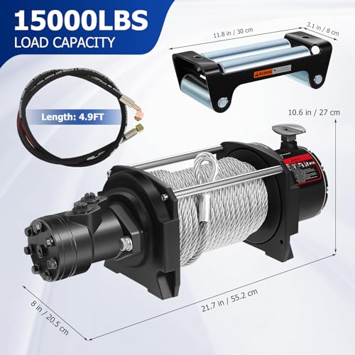 Cabrestante Hidráulico Profesional 15000LBS 78ft Cable Acero miniatura 7