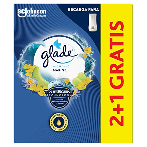 GLADE By Brise Ambientador Aero un Toque Marine Recambio 2 10, Blanco, 3 Unidades