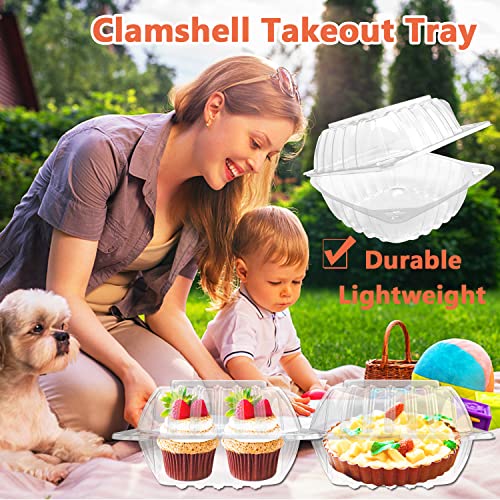 Szsrcywd 100 Pack Clear Hinged Plastic Food Containers,Clamshell Take Out Trays,Dessert Containers To Go Boxes For Salads,Pasta,Sandwiches,Cookie,5.7 X 5.7 X 3.4 Inch #TOP5