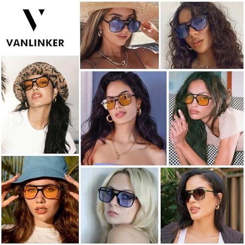 VANLINKER Retro Vintage 70s Square Aviator sunglasses for women men VL9611X3