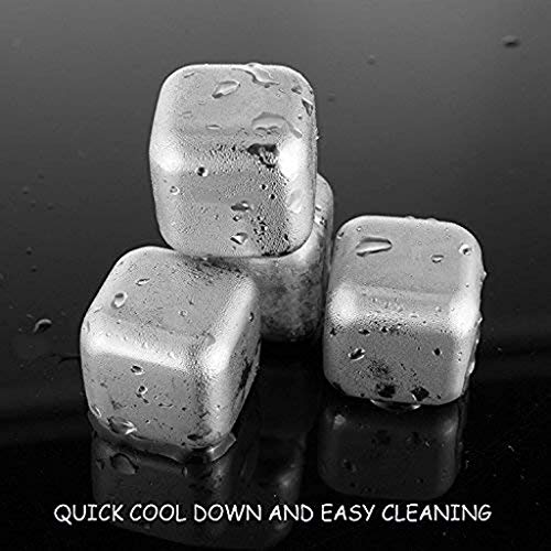 Image of Anything & Everything Stainless Steel Ice Cubes (Pack of 4),Whiskey Stones, Reusable Chilling Stones with Tongs for Whiskey Wine, Vodka, Liqueurs, White Wine, Beer, Stainless Steel ice Cubes