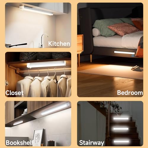YLUIQDZL 6 Pack Under Cabinet Light,Motion Sensor LED Lights with Magnetic 8 inch，Rechargeable Indoor Wireless Closet Lights for Stairs Cabinet,Kitchen - image 6